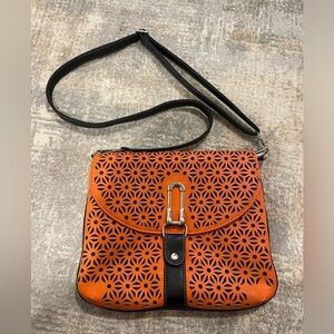 Victoria Leland Designs Orange Cut Out Crossbody Purse 👛 Summer Color Pop!